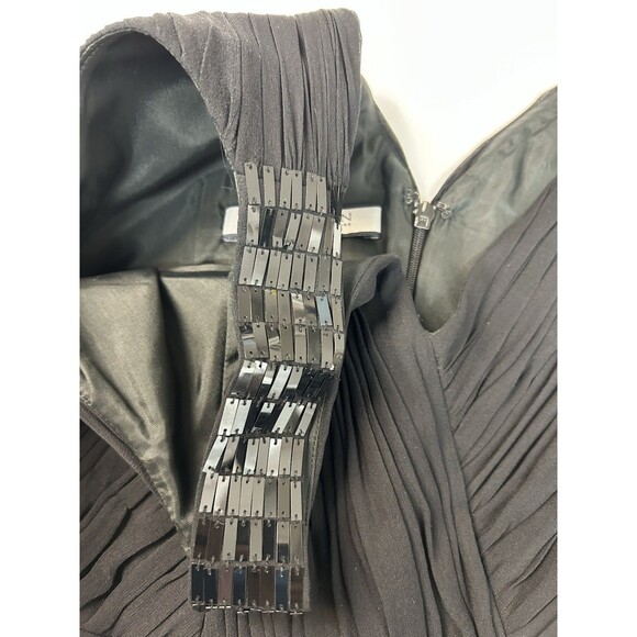 Anne Klein 100% Silk Black Women's Size 10 Sleeveless Dress Sparkle Straps Party - Picture 8 of 16
